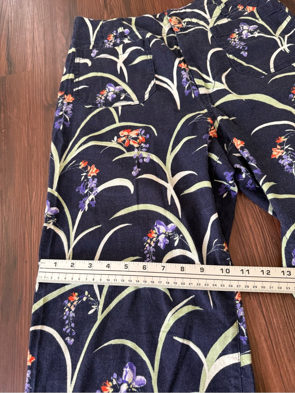 Anthropology x Maeve Women's Navy Floral Wide-Leg Pants - Picture 6 of 9